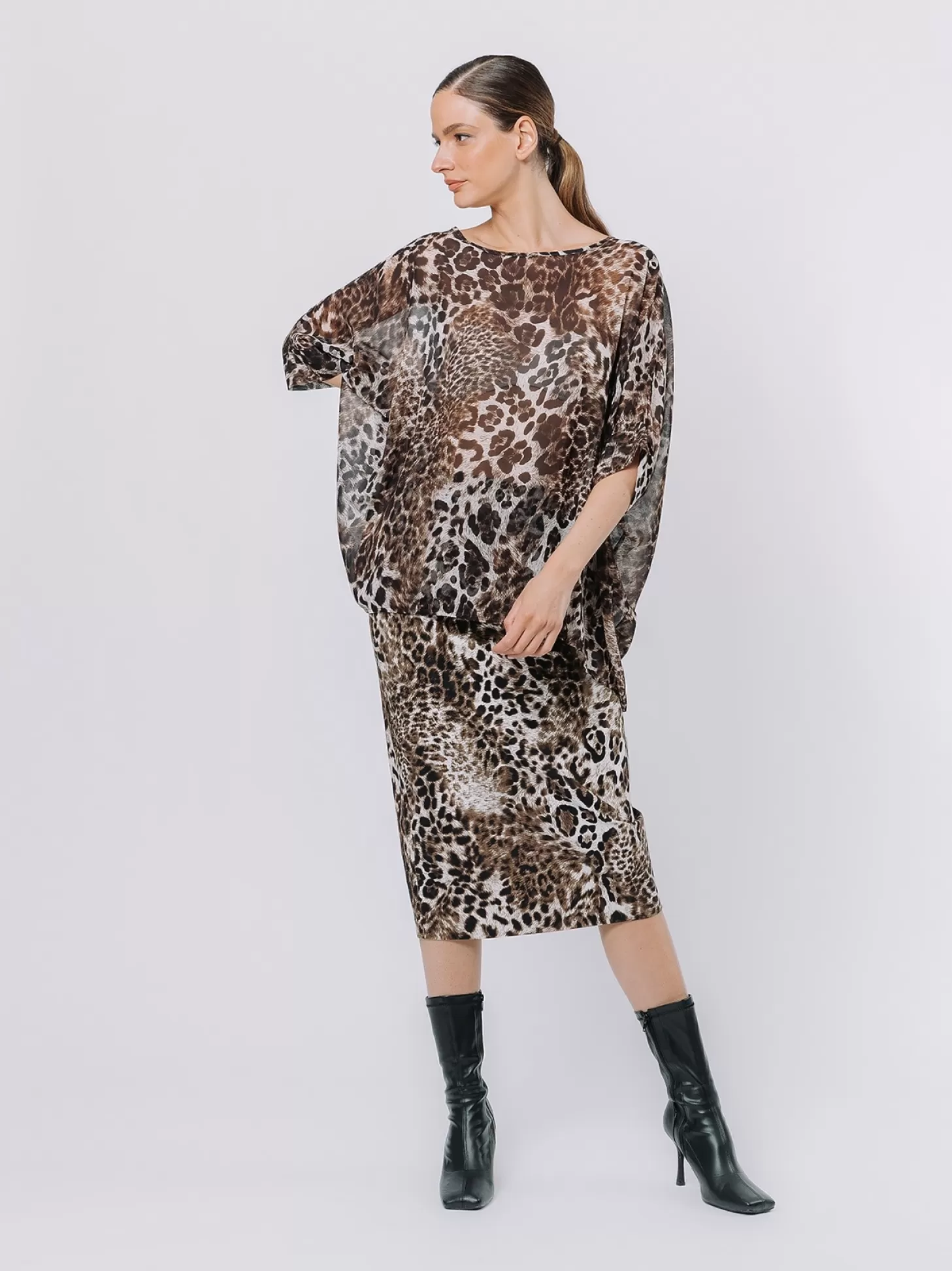 Women Martino Midali Animalier Chiffon Maxi T-Shirt