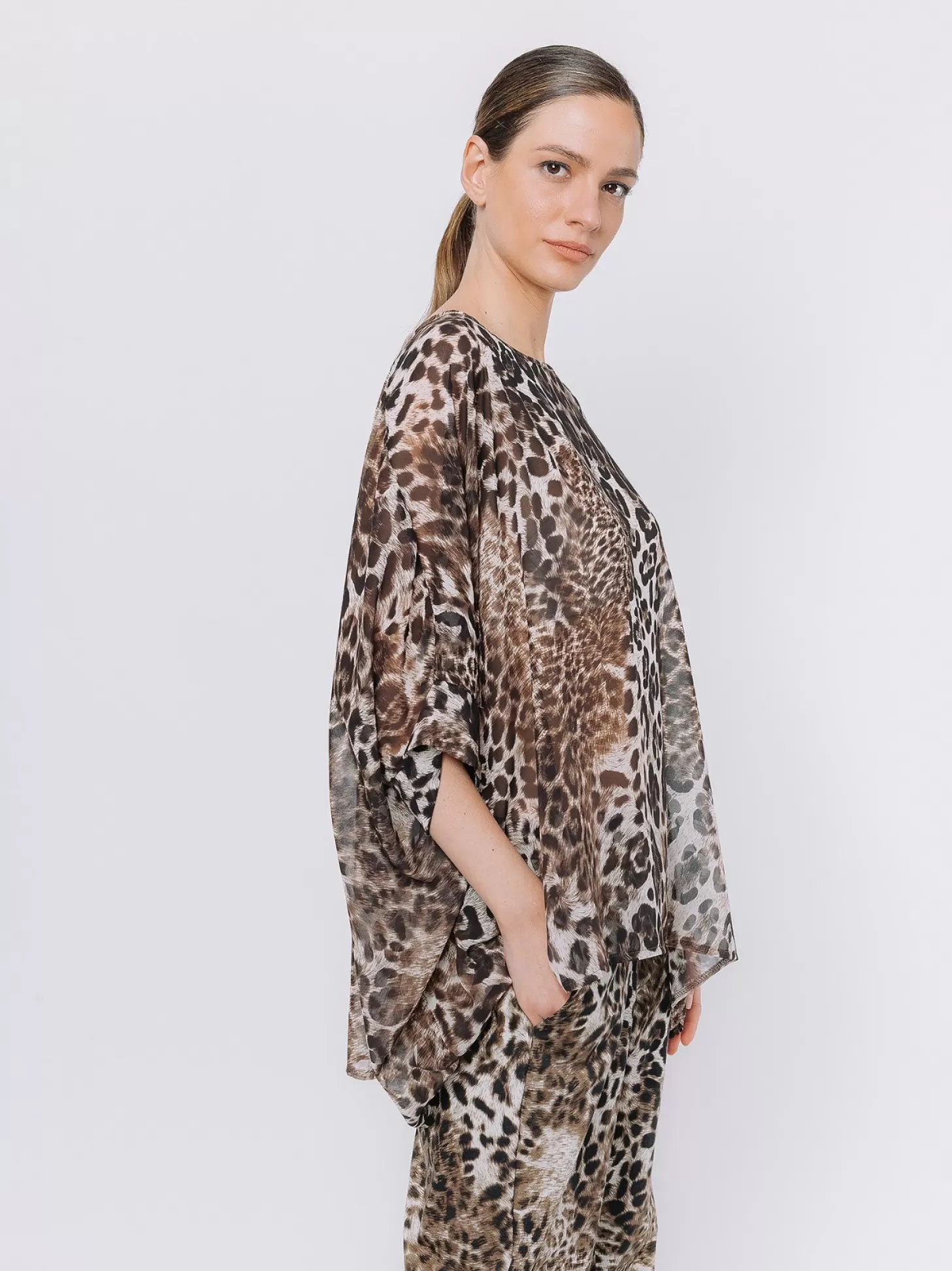 Women Martino Midali Animalier Chiffon Maxi T-Shirt