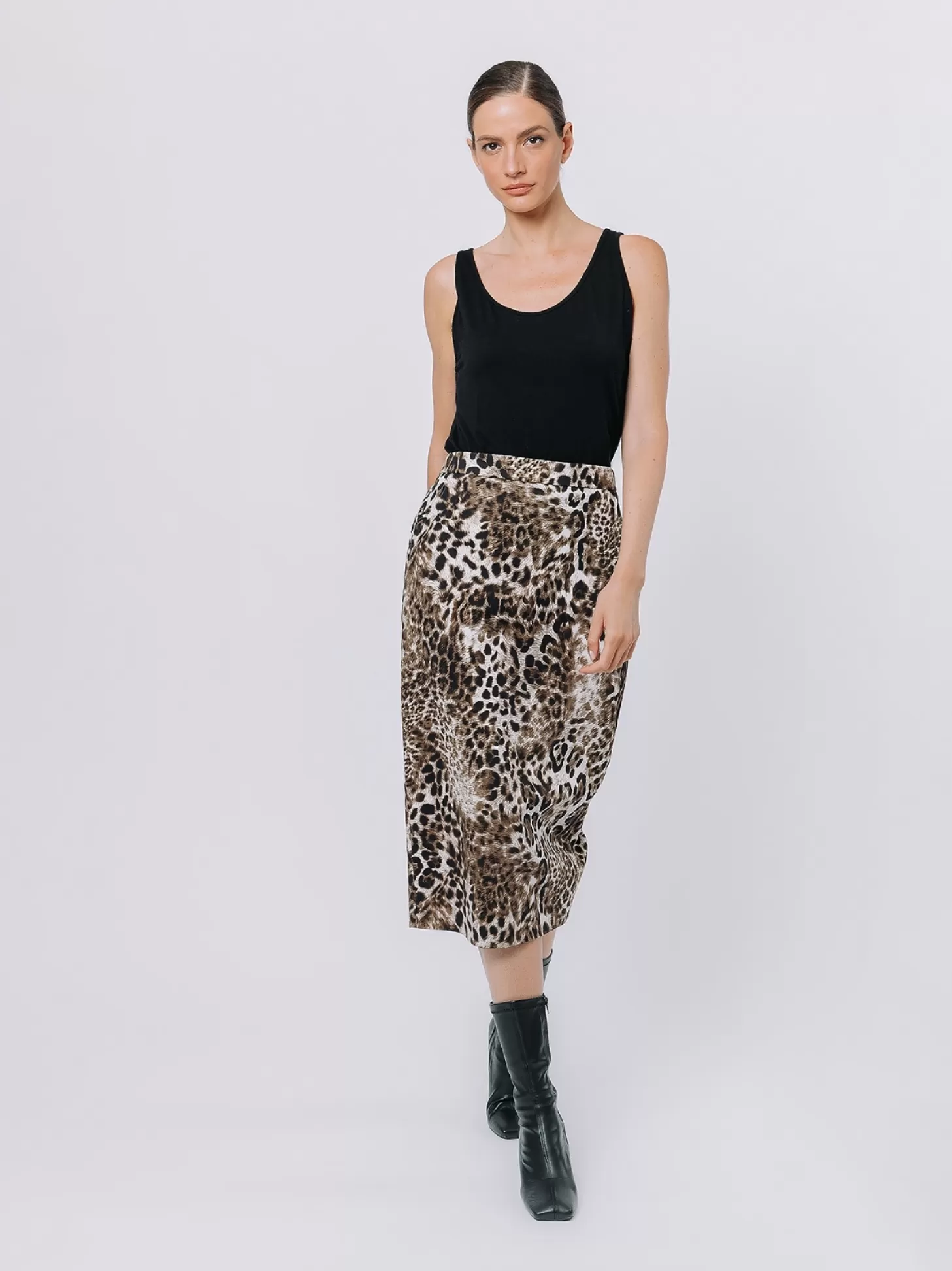 Women Martino Midali Animalier Cotton Twill Longuette Skirt