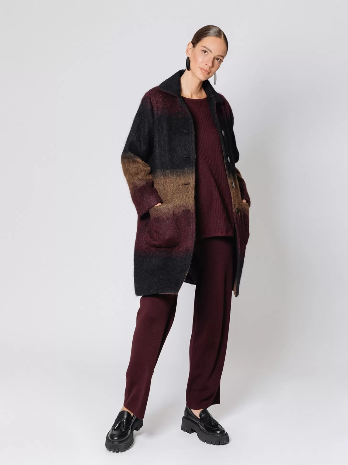 Women Martino Midali Cappotto Lungo Tre Colori