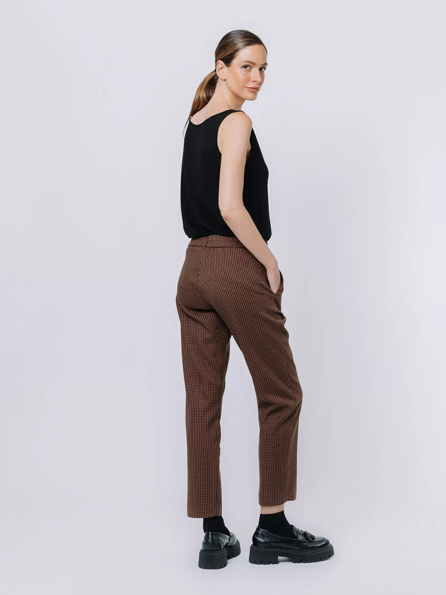 Women Martino Midali Cigarette Trousers Micro Check