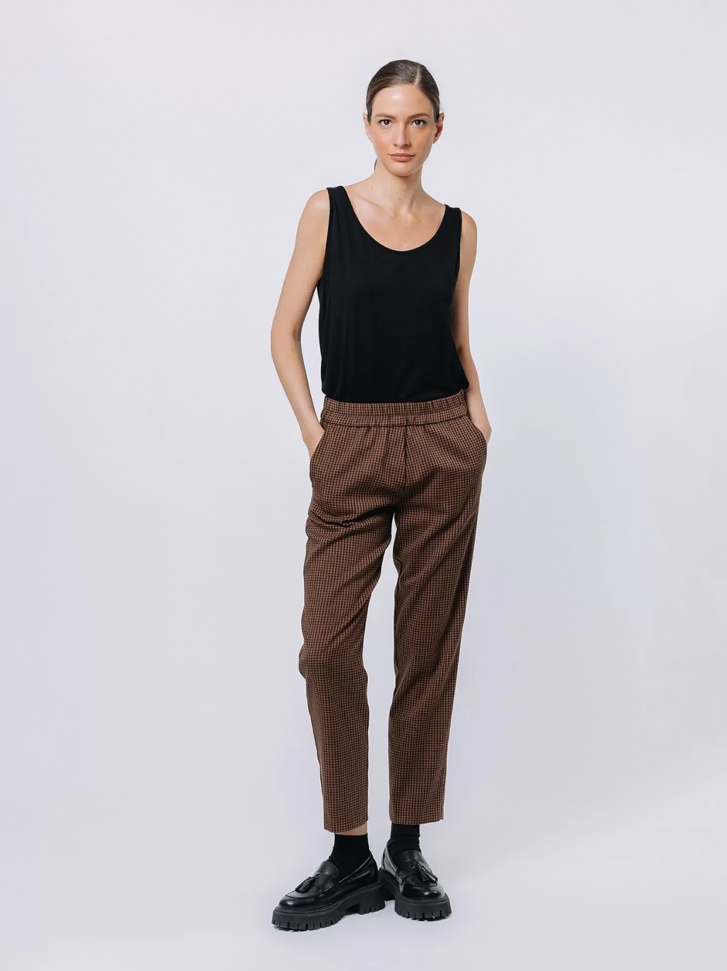 Women Martino Midali Cigarette Trousers Micro Check