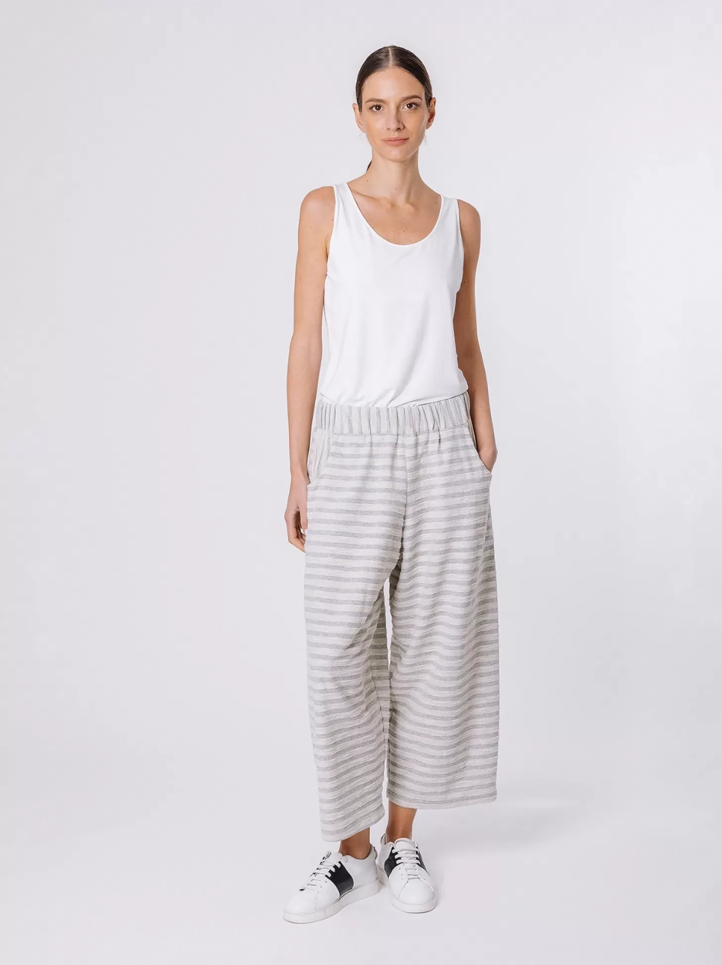 Women Martino Midali Cropped Trousers With Melange Stripes