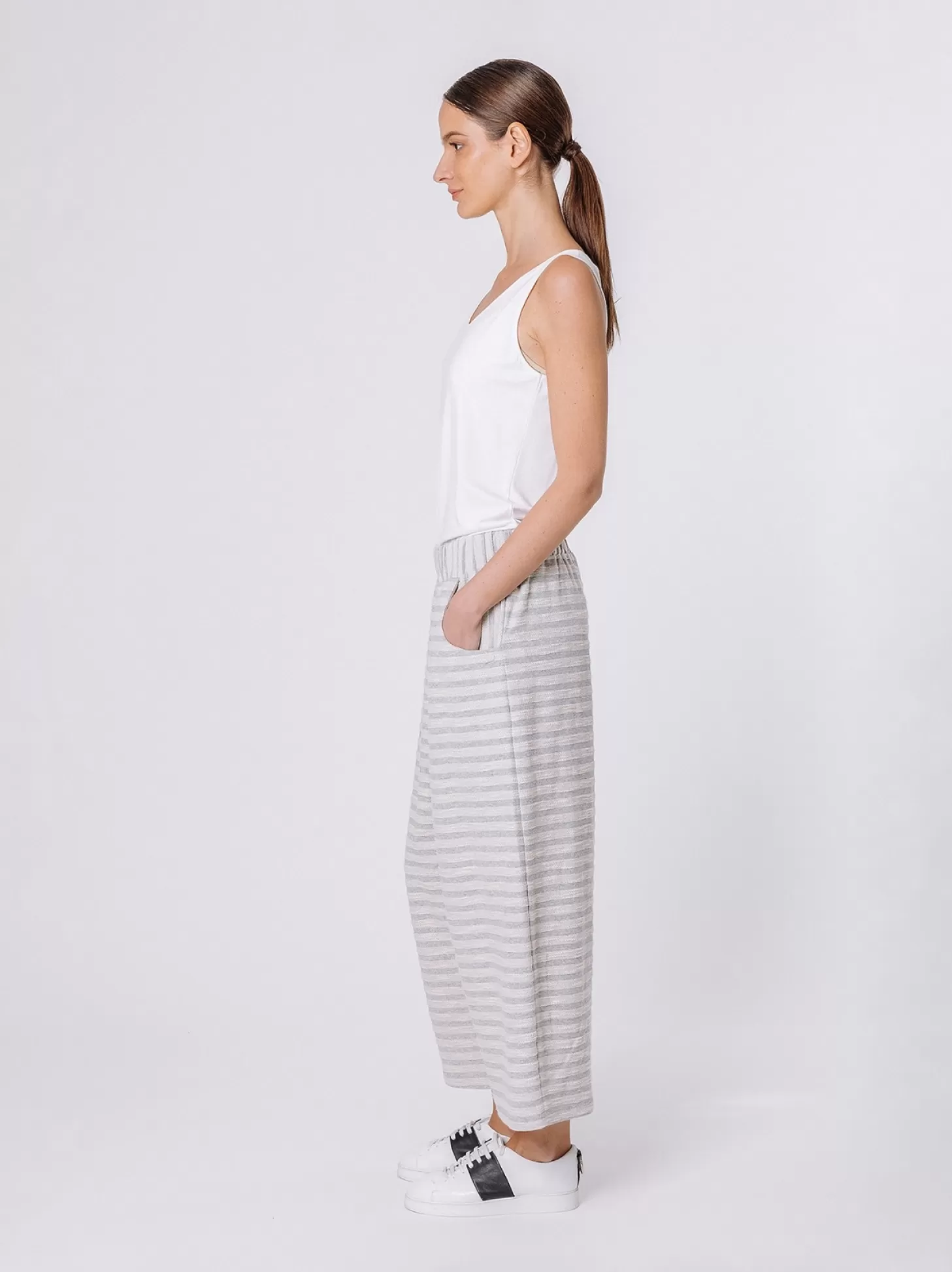 Women Martino Midali Cropped Trousers With Melange Stripes