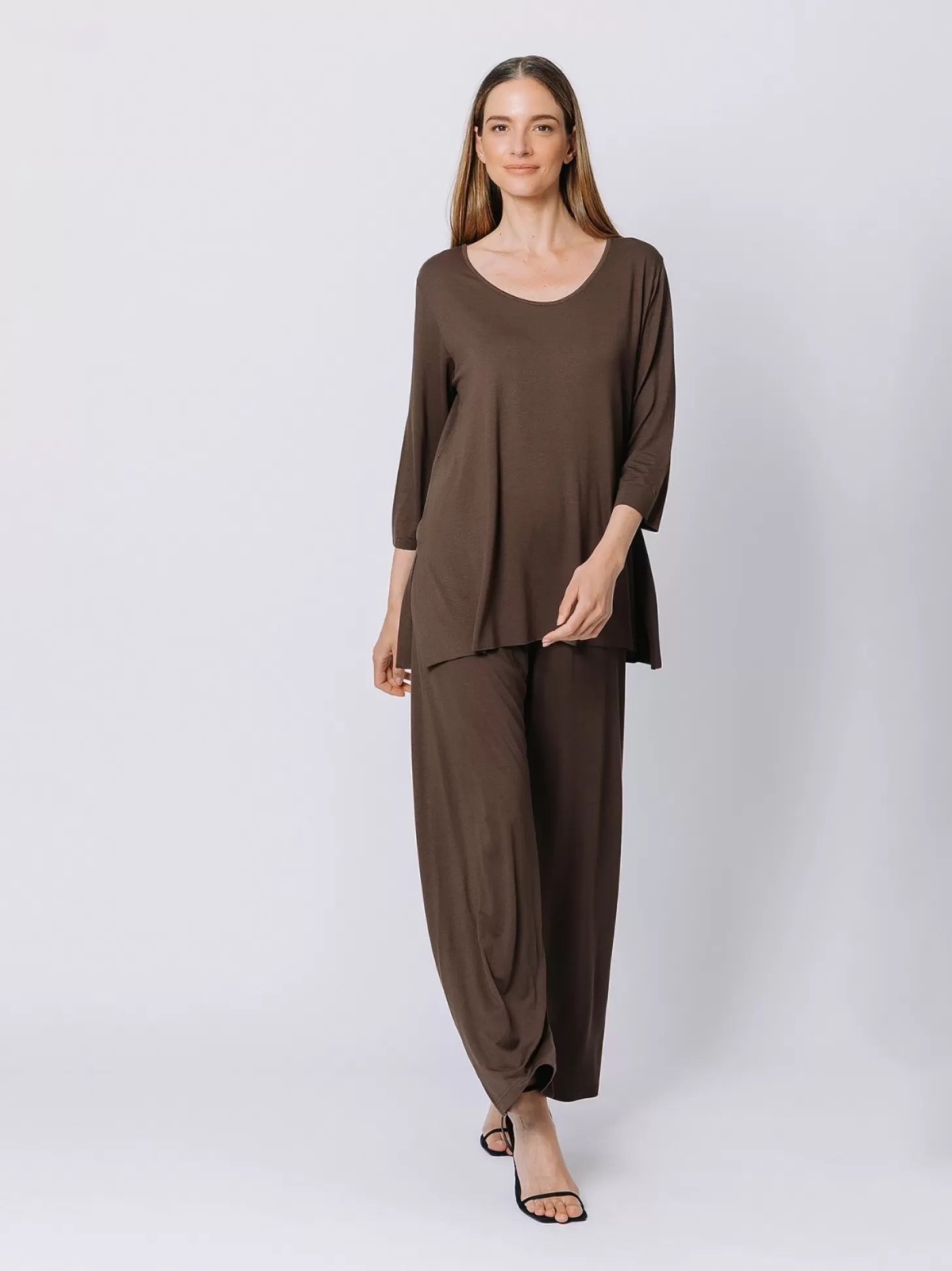 Women Martino Midali Dark Brown Long Boxy T-Shirt