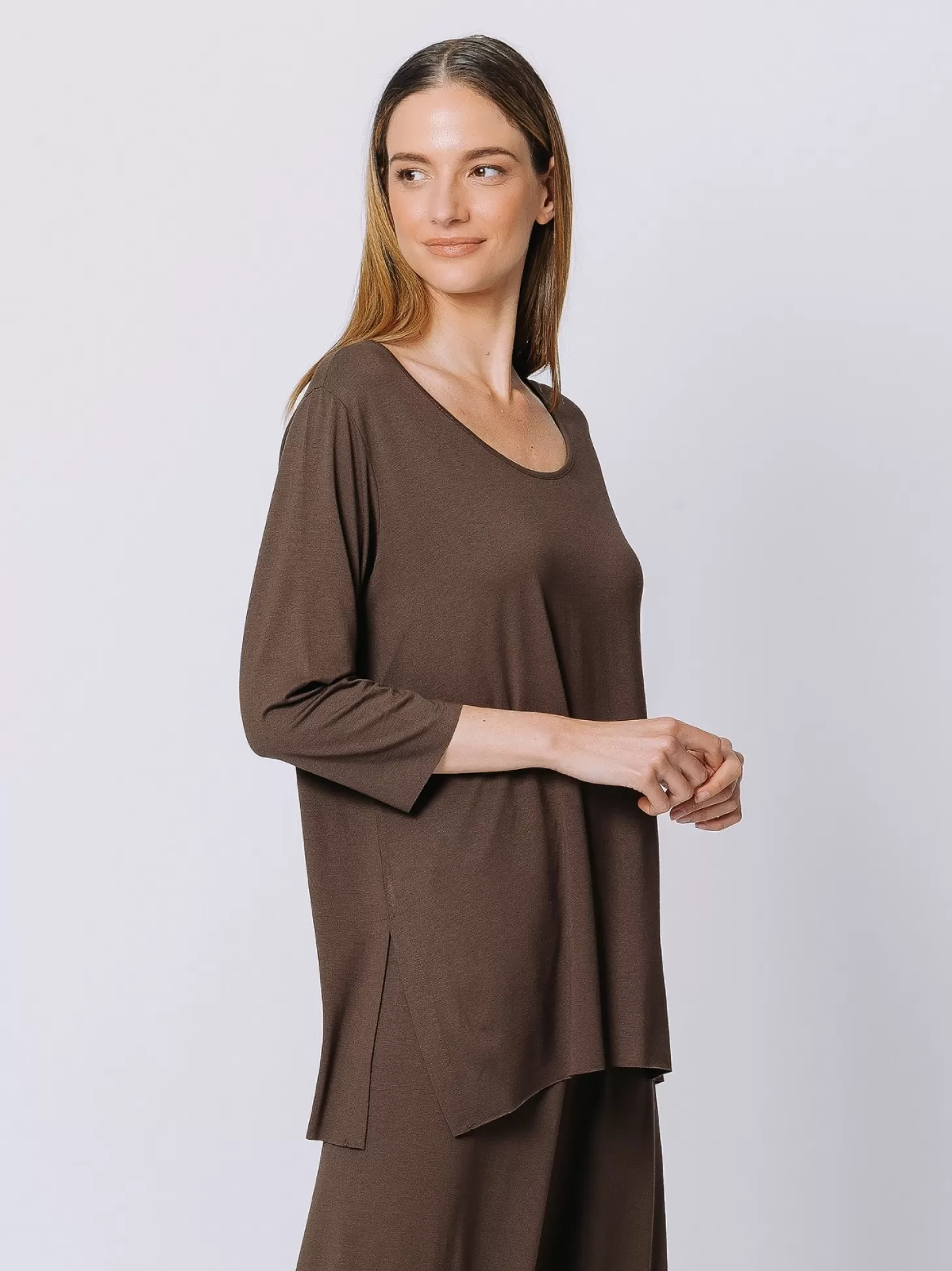 Women Martino Midali Dark Brown Long Boxy T-Shirt