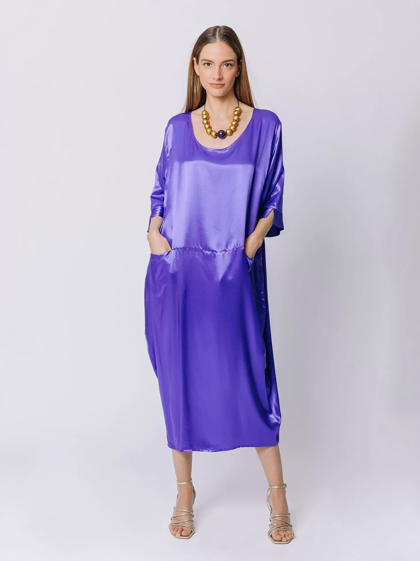 Women Martino Midali Dress With All Over Purple Print