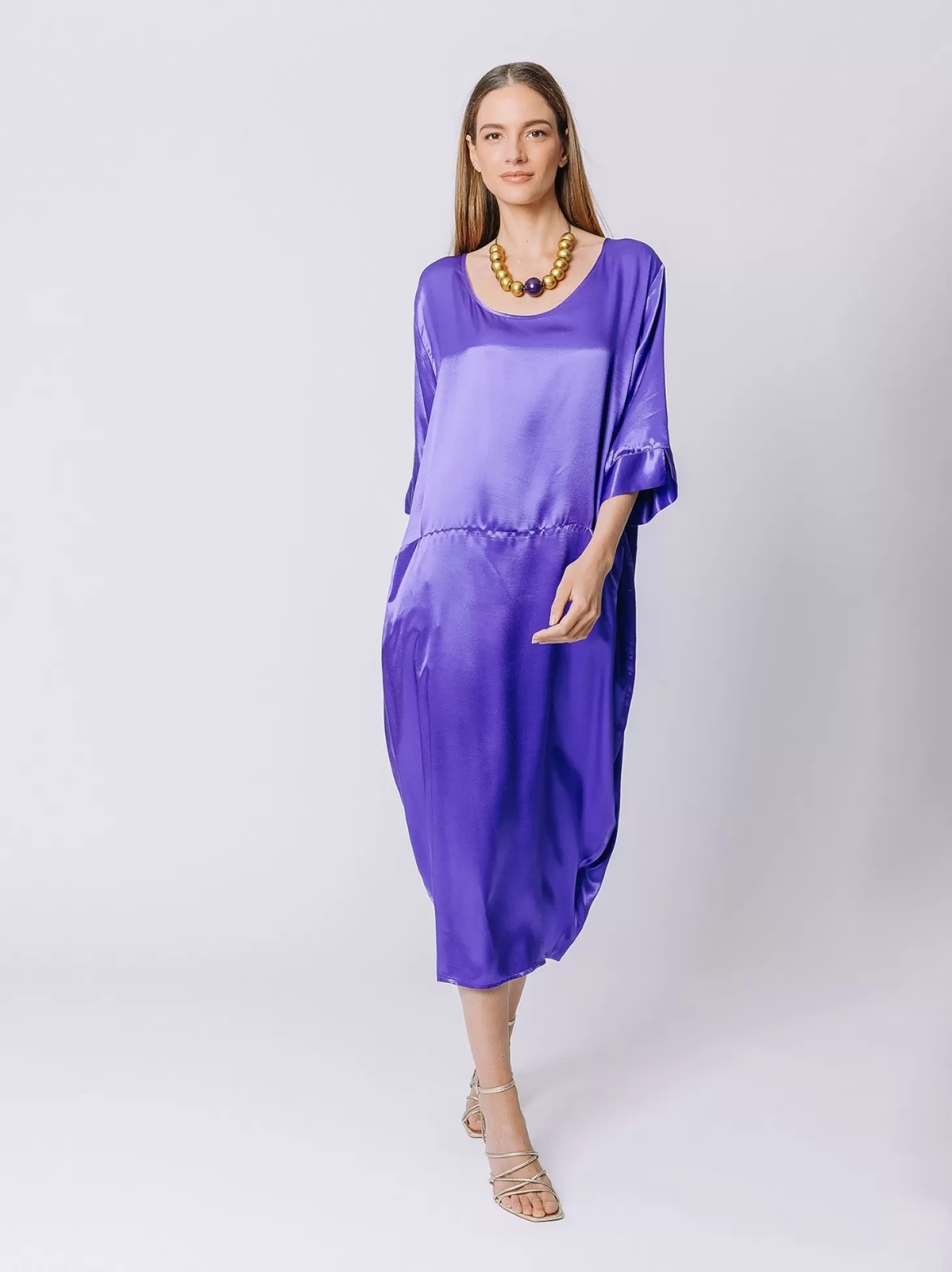 Women Martino Midali Dress With All Over Purple Print