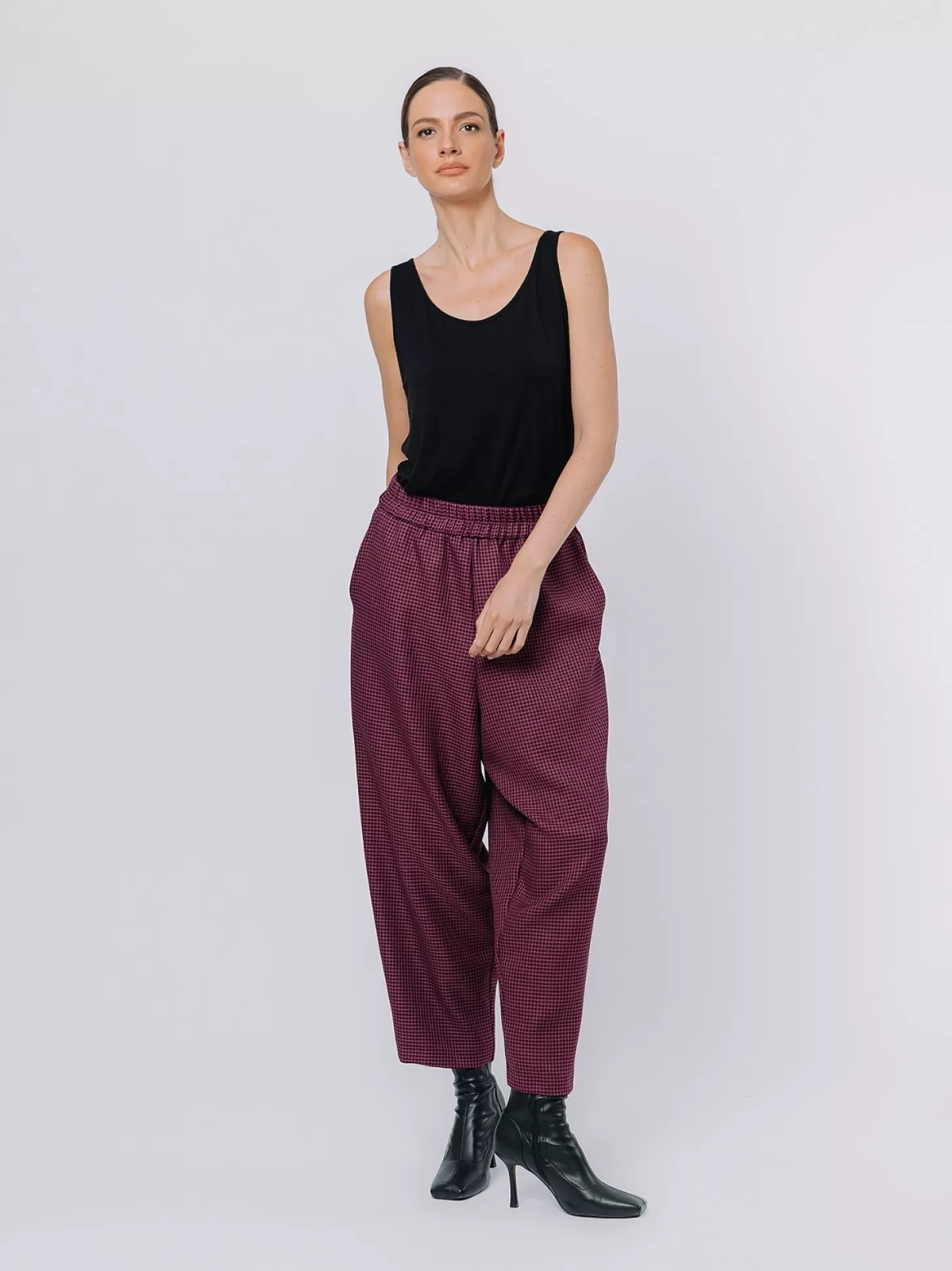 Women Martino Midali Gaucho Pied-De-Poule Trousers