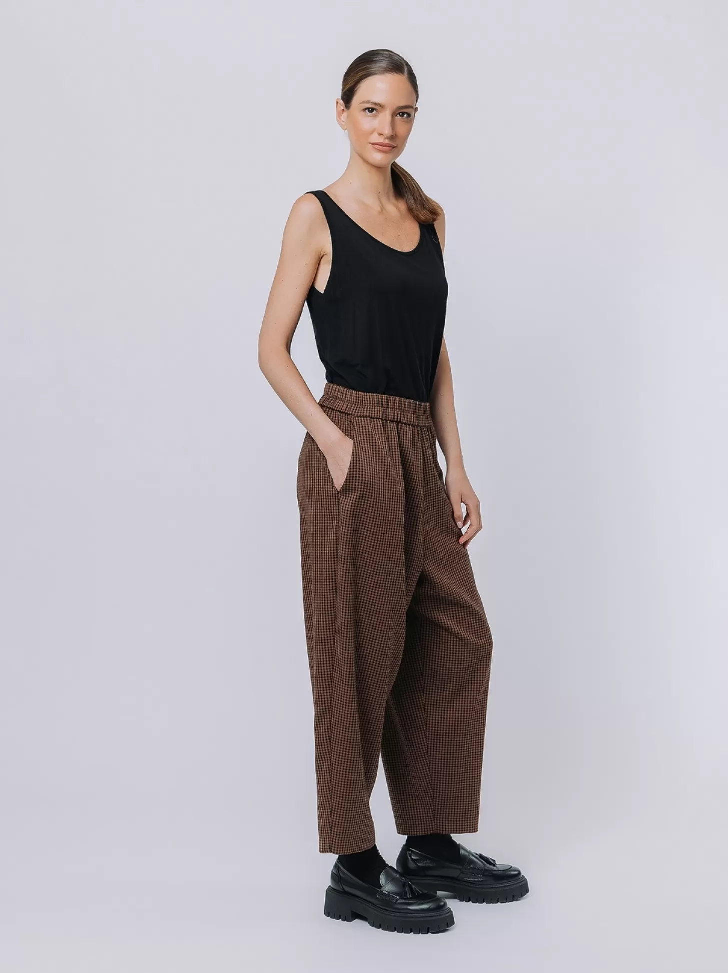 Women Martino Midali Gaucho Trousers Micro Check