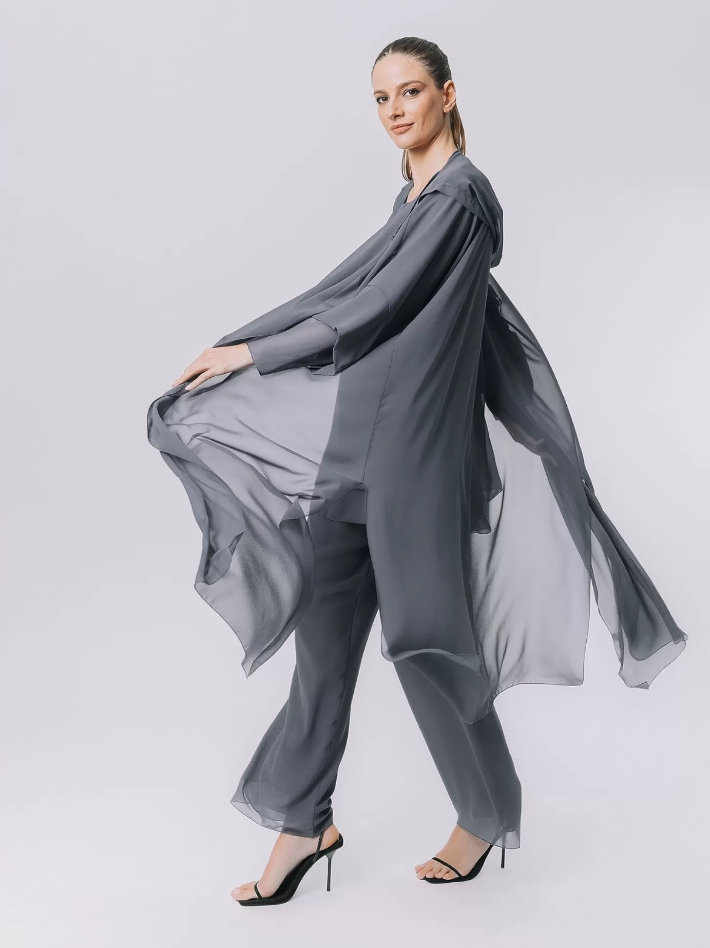 Women Martino Midali Hooded Chiffon Kimono