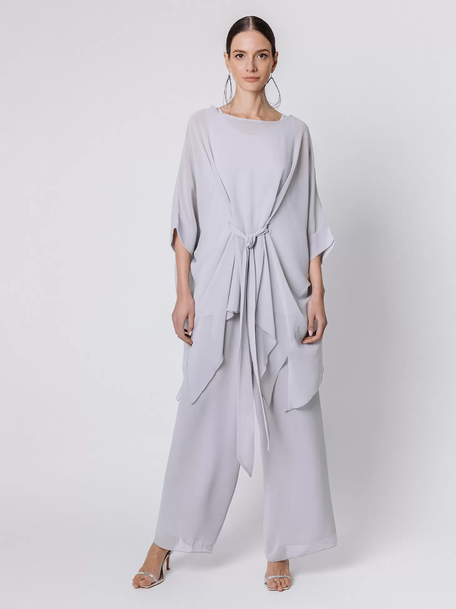 Women Martino Midali Oversized Chiffon Blouse With Belt