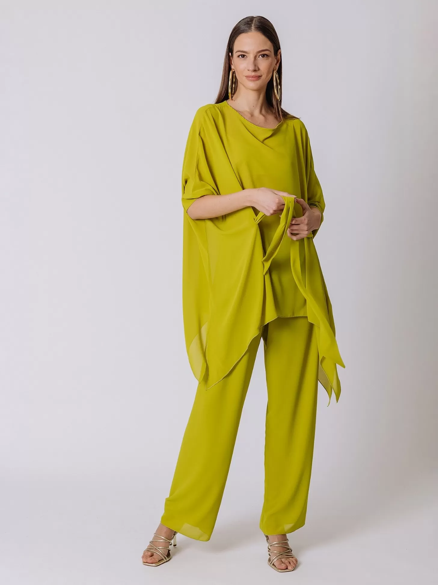 Women Martino Midali Oversized Chiffon Blouse With Belt