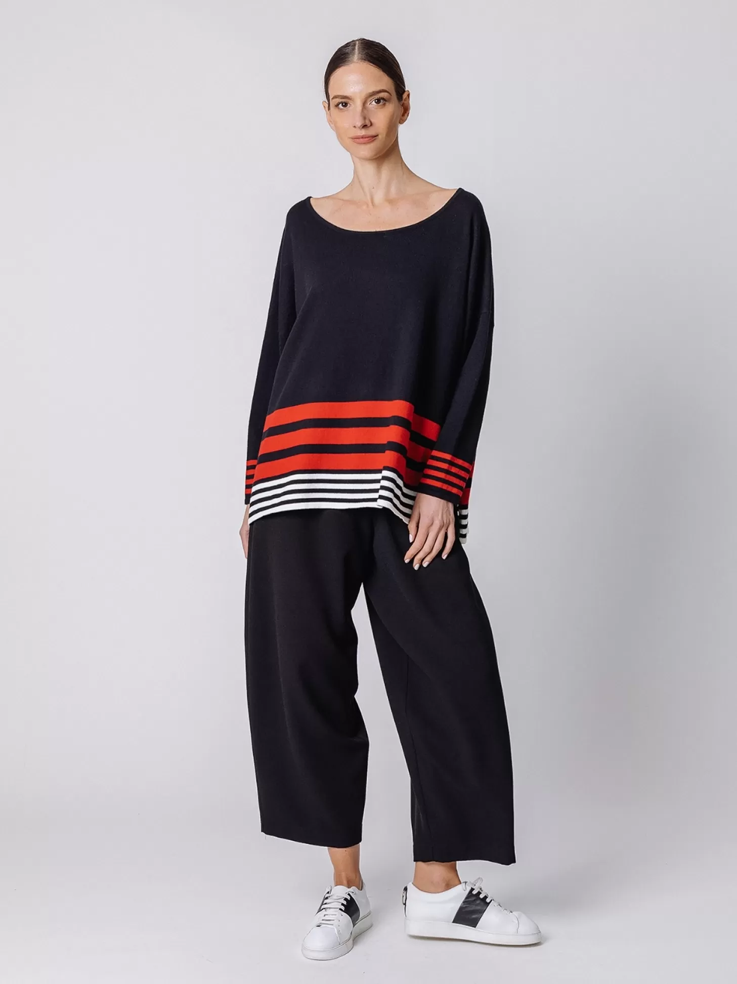 Women Martino Midali Oversized Roundneck Sweater With Stripes