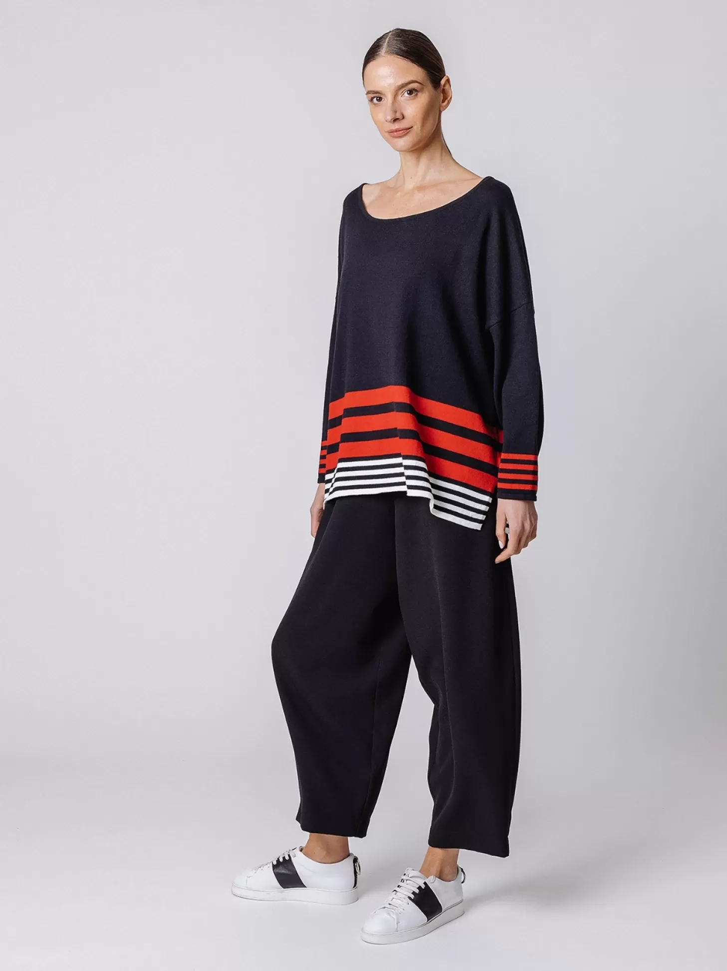 Women Martino Midali Oversized Roundneck Sweater With Stripes