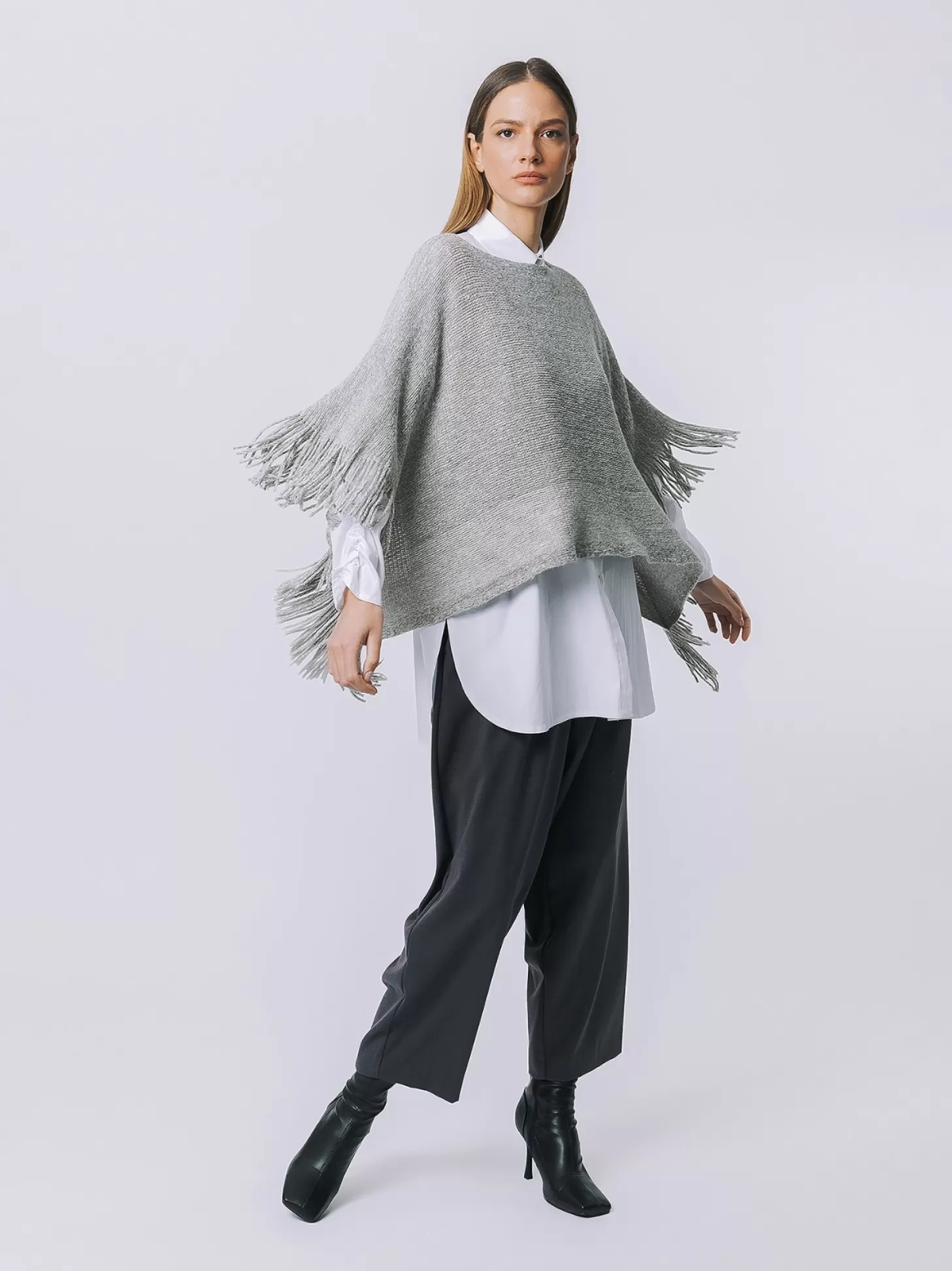 Women Martino Midali Poncho With Fringes