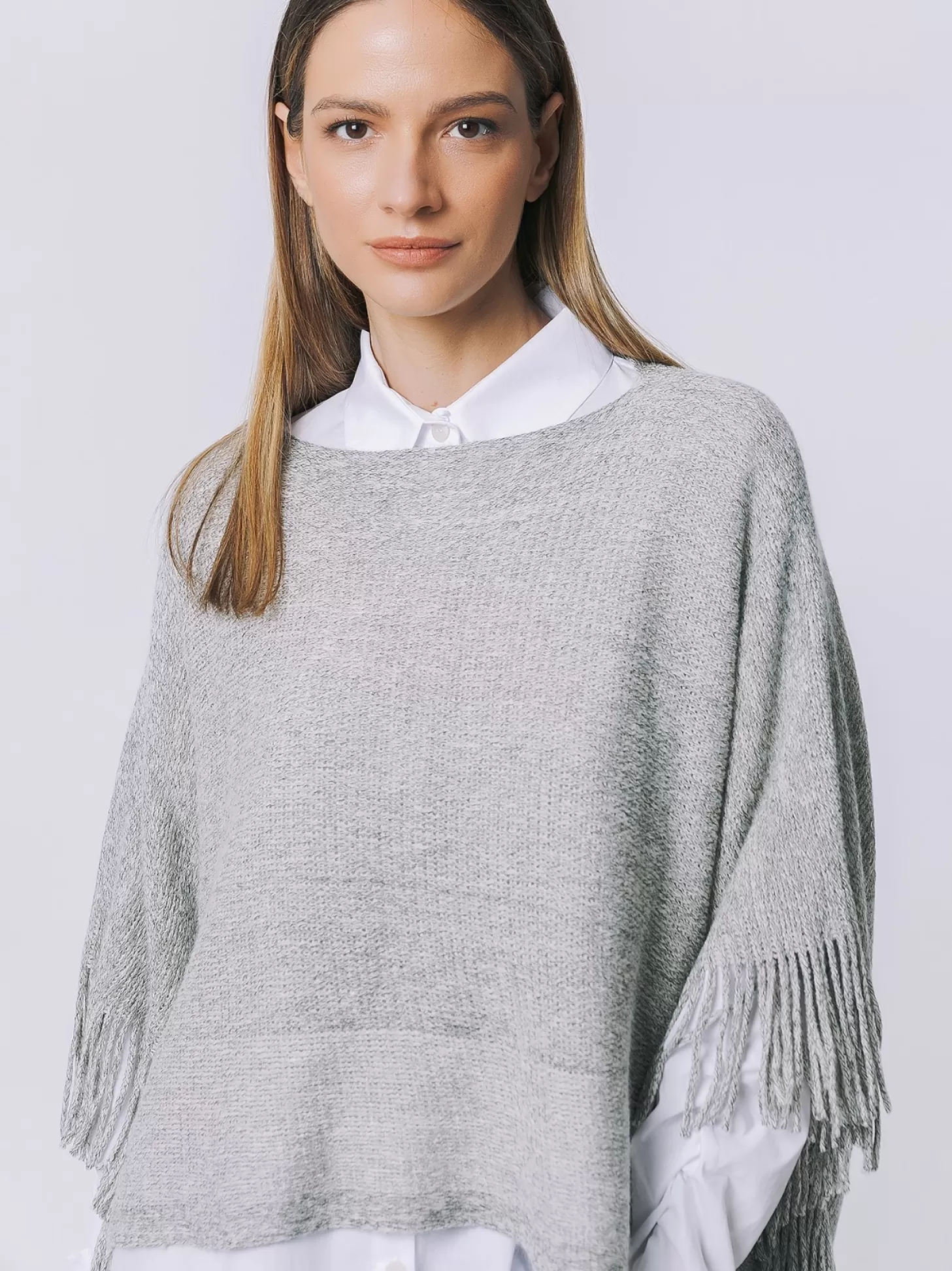 Women Martino Midali Poncho With Fringes