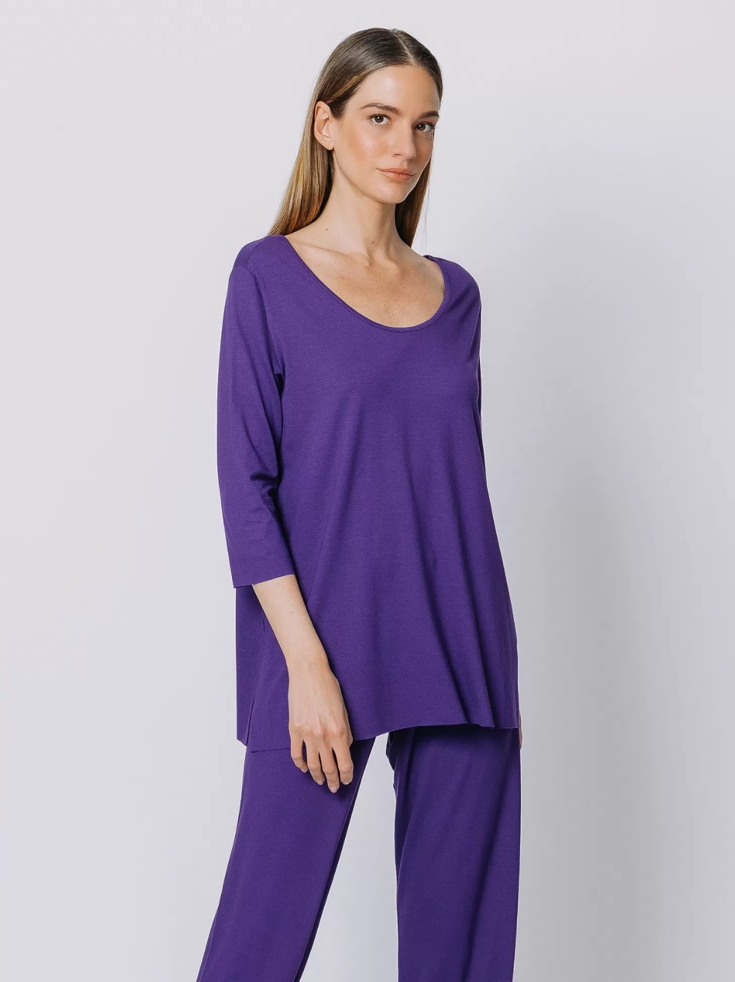 Women Martino Midali Purple Long Boxy T-Shirt